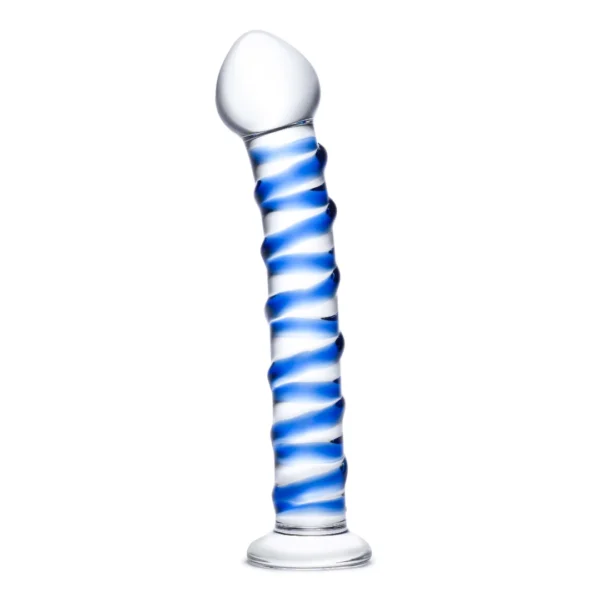 Glas Blue Spiral stiklinis dildo iš borosilikatinio stiklo