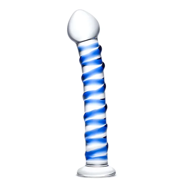 Glas Blue Spiral stiklinis dildo iš borosilikatinio stiklo