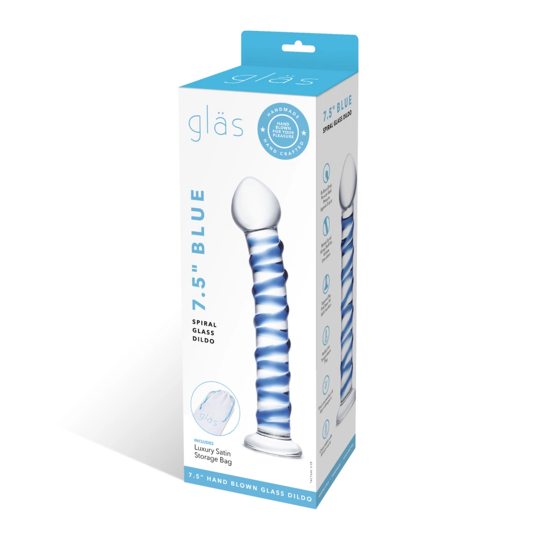 Glas Blue Spiral stiklinis dildo iš borosilikatinio stiklo