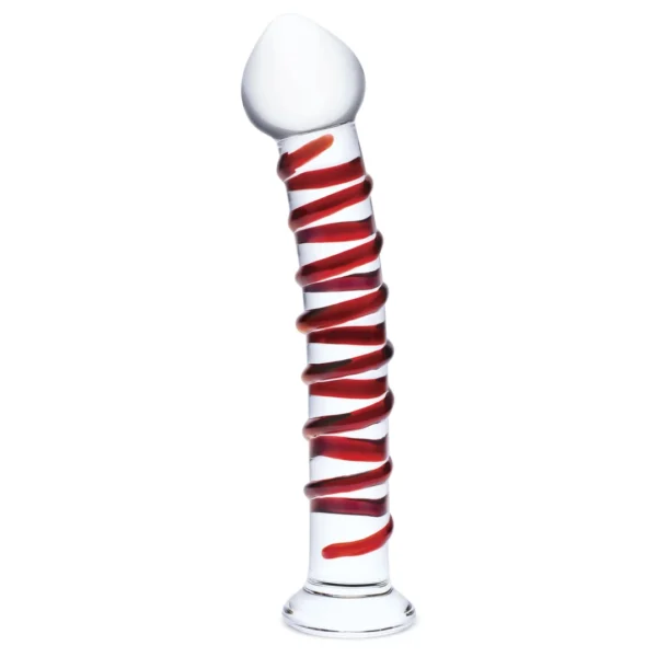 Glas Mr. Swirly stiklinis dildo su spiraliniu reljefu, 25,5 cm