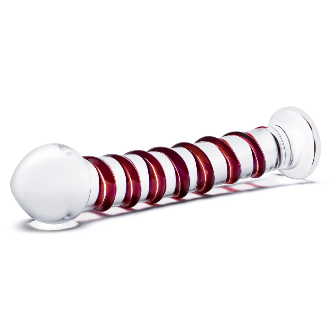 Glas Mr. Swirly stiklinis dildo su spiraliniu reljefu, 25,5 cm
