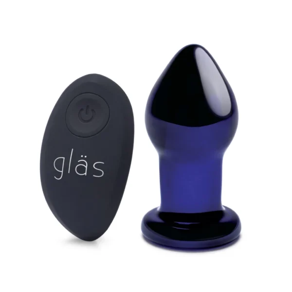 Glas stiklinis vibruojantis analinis kaištis su nuotolinio valdymo pulteliu, 9 cm