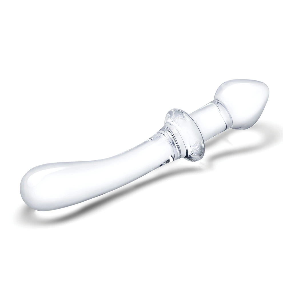 Glas dvipusis stiklinis dildo, skaidrus, 24 cm