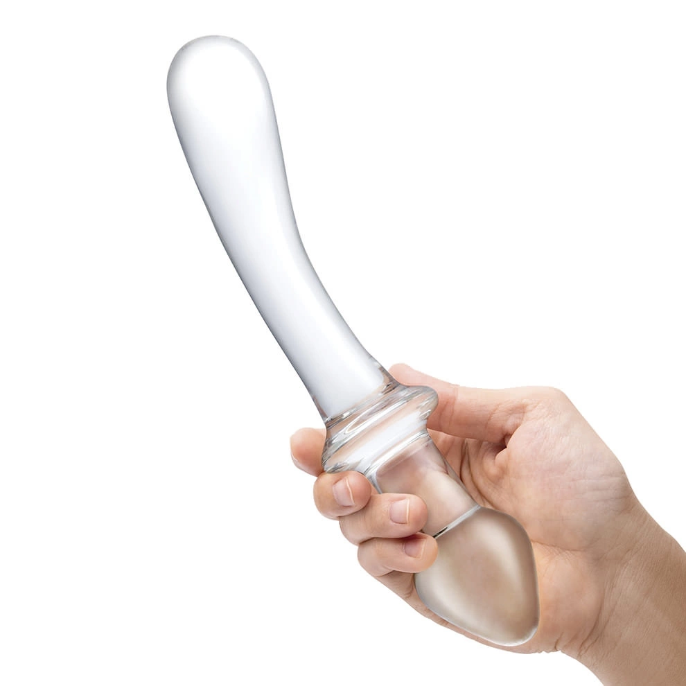 Glas dvipusis stiklinis dildo, skaidrus, 24 cm