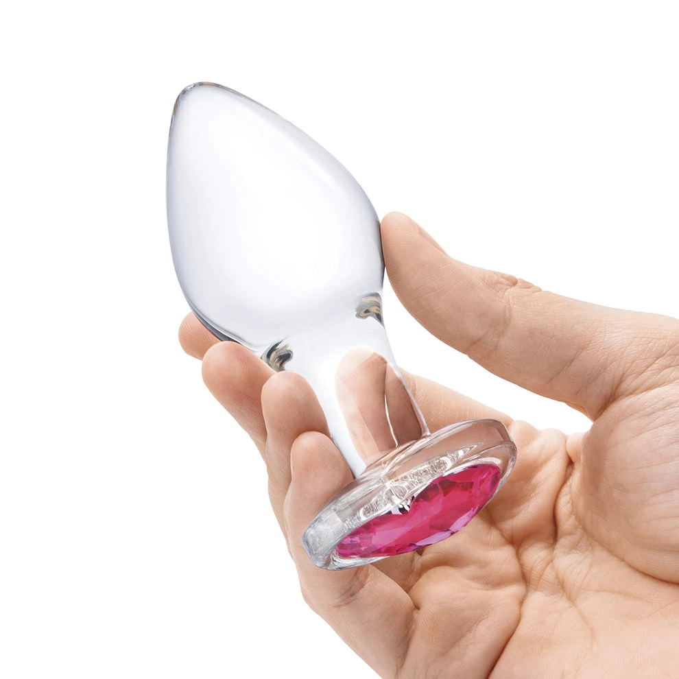 Glas Heart Jewel stiklinių analinių kaiščių rinkinys su širdelėmis, 3 vnt.