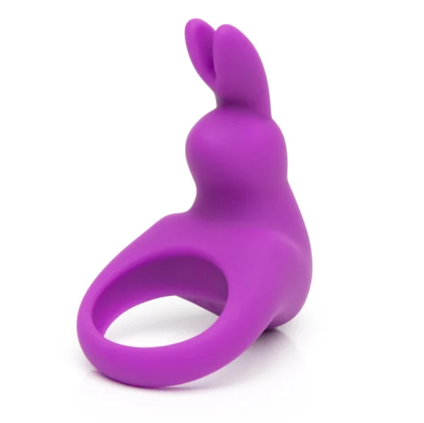 Happy Rabbit vibruojantis varpos žiedas iš silikono, įkraunamas per USB, violetinis