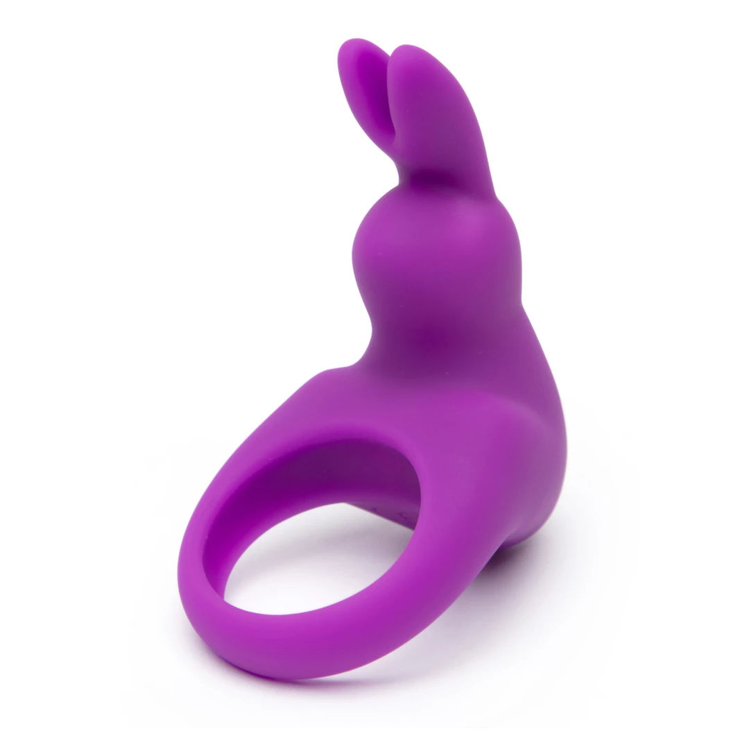 Happy Rabbit vibruojantis varpos žiedas su dėklu, įkraunamas per USB, violetinis