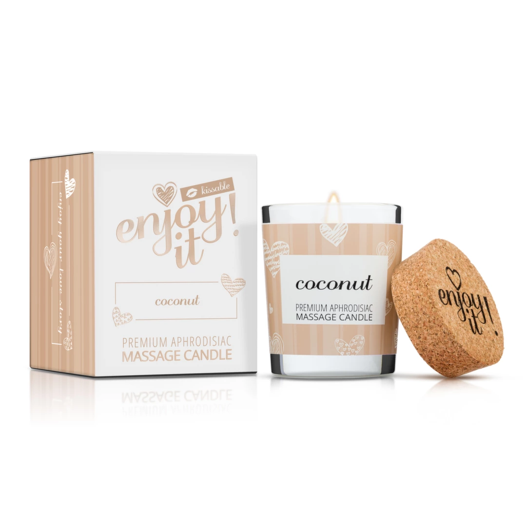 Magnetifico masažo žvakė su feromonais, kokosų aromato, 70 ml