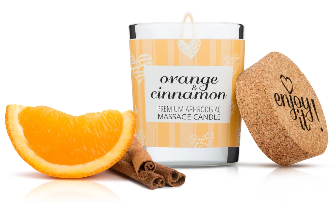Magnetifico masažo žvakė su feromonais, apelsinų ir cinamono aromato, 70 ml