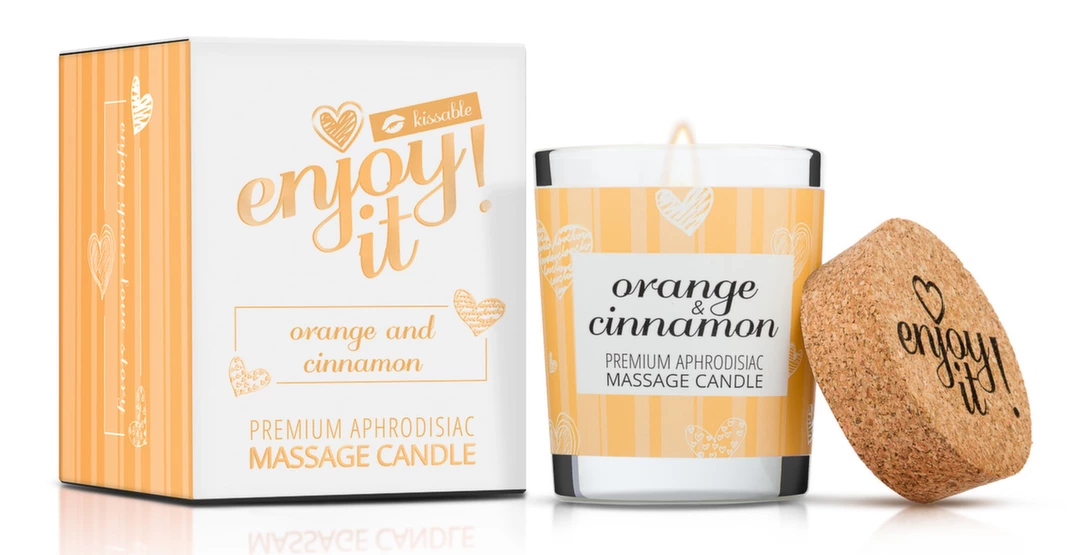 Magnetifico masažo žvakė su feromonais, apelsinų ir cinamono aromato, 70 ml