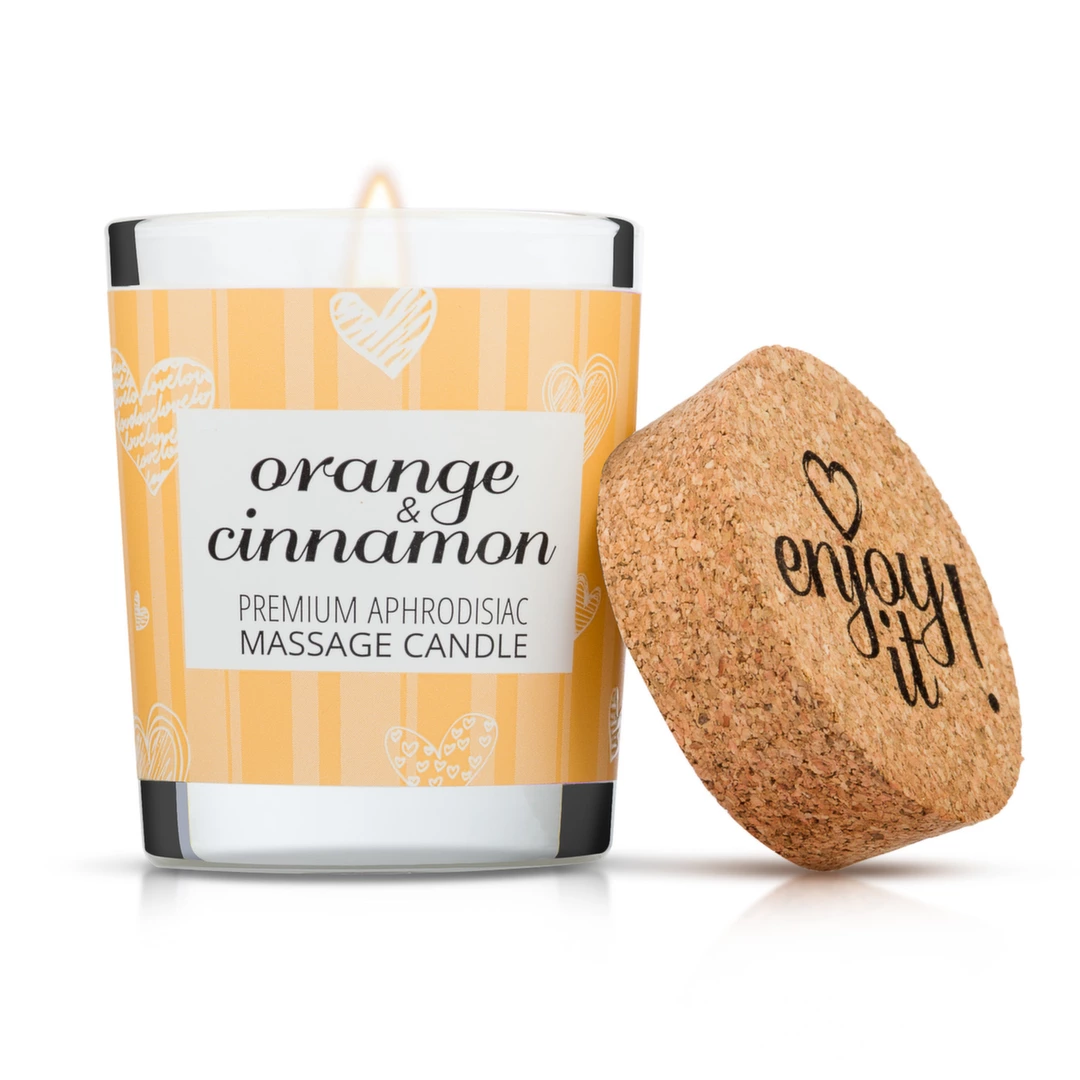 Magnetifico masažo žvakė su feromonais, apelsinų ir cinamono aromato, 70 ml