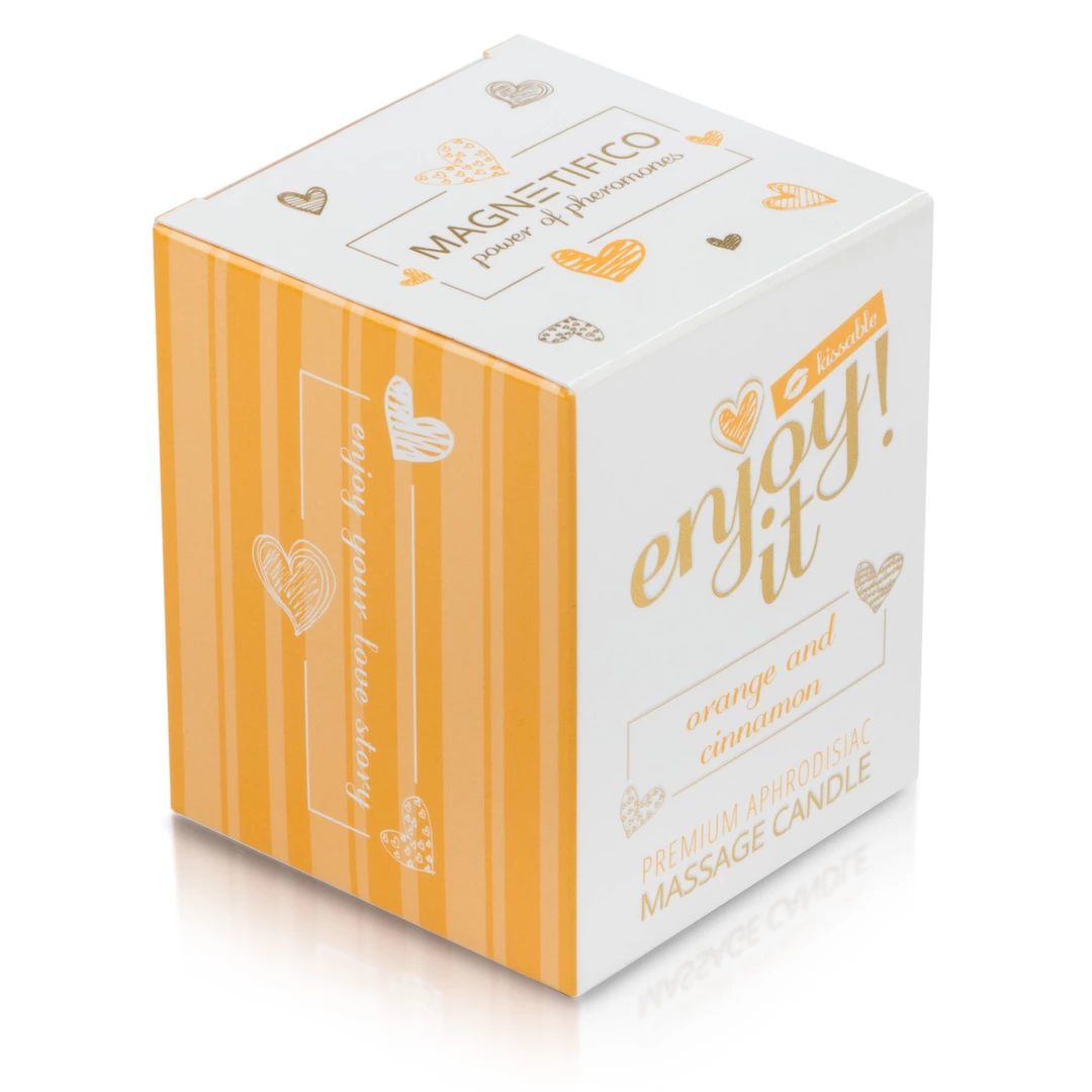 Magnetifico masažo žvakė su feromonais, apelsinų ir cinamono aromato, 70 ml