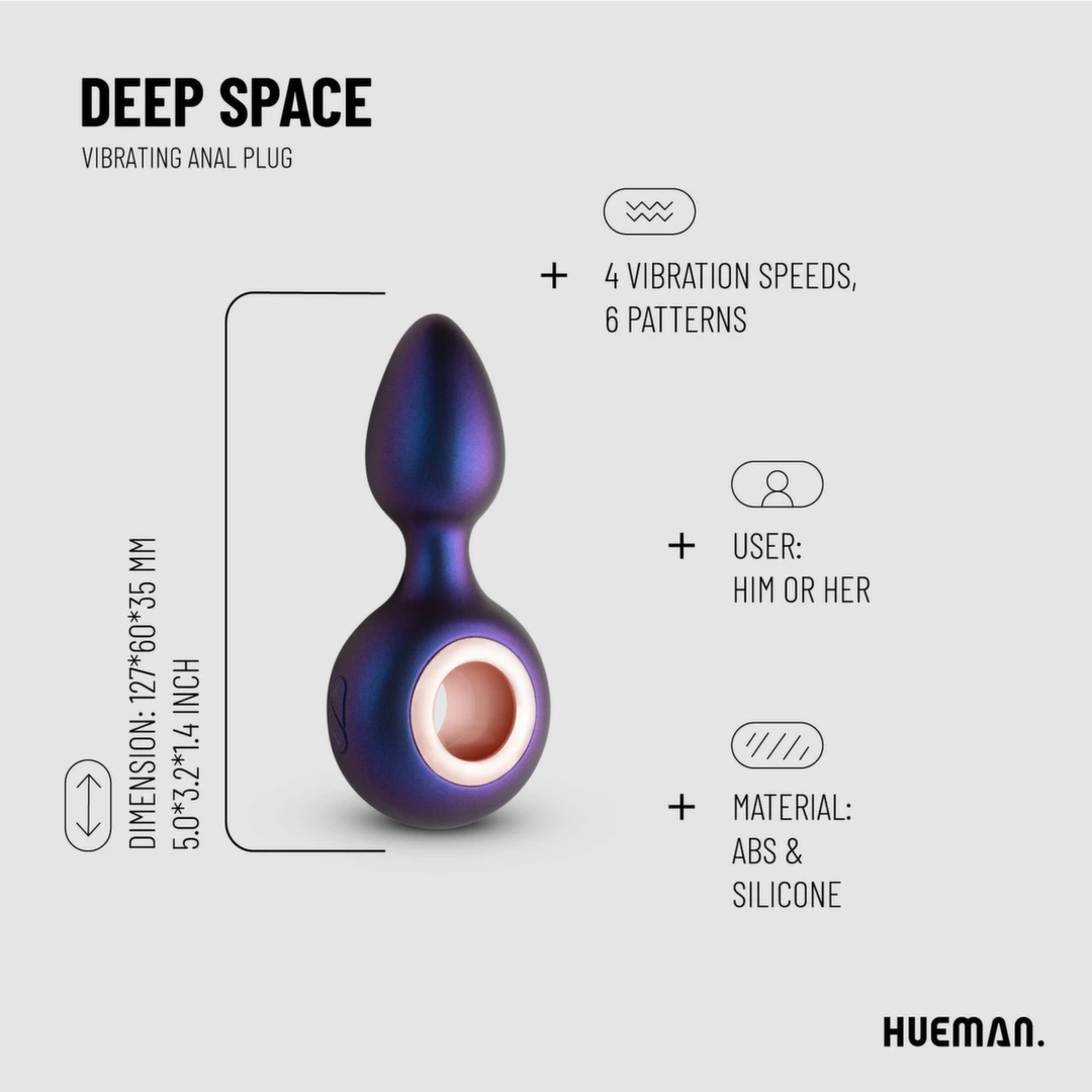 Hueman Deep Space vibruojantis analinis kaištis, juodas