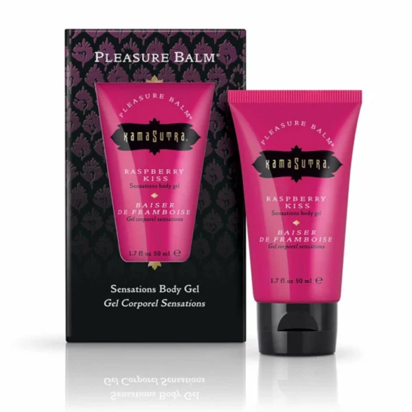 Kama Sutra Pleasure Balm Raspberry Kiss masažo gelis vandens pagrindu, 50 ml