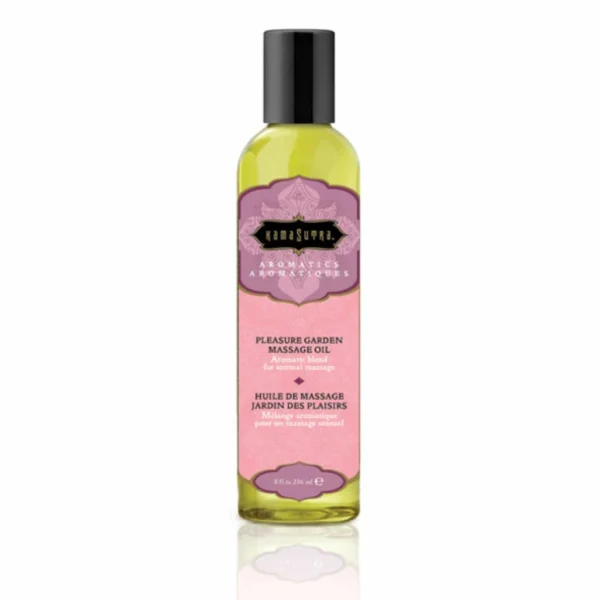 KamaSutra Pleasure Garden masažo aliejus su rožių, jazminų ir santalo aromatu, 236 ml