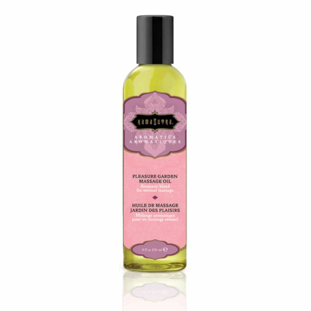 KamaSutra Pleasure Garden masažo aliejus su rožių, jazminų ir santalo aromatu, 236 ml