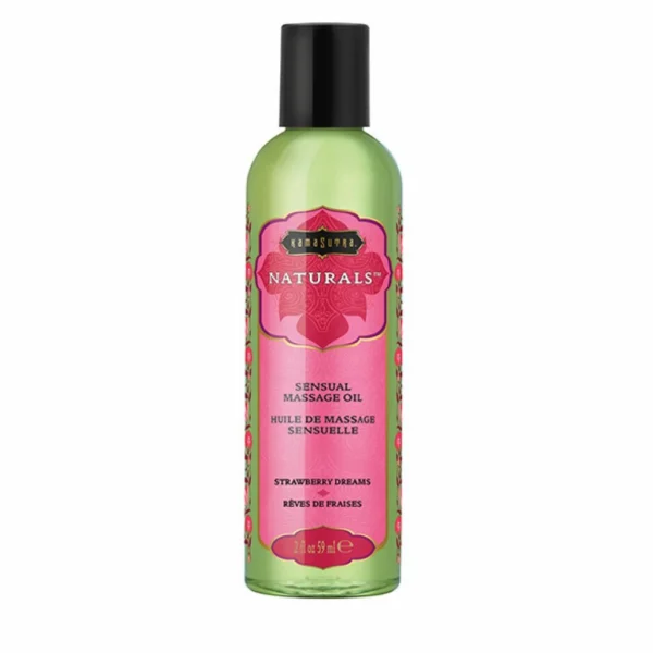 Kama Sutra Naturals masažo aliejus, braškių kvapo, 59 ml