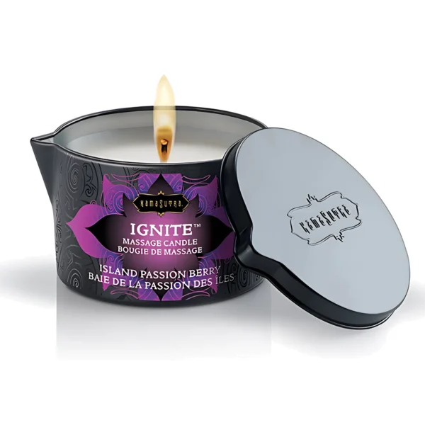 KamaSutra Ignite masažo žvakė Island Passion Berry, 170 g