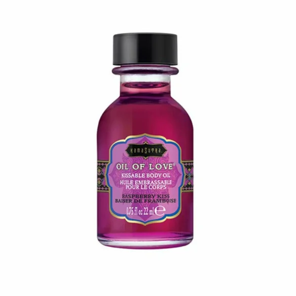 KamaSutra Oil of Love Raspberry Kiss šildantis aliejus vandens pagrindu, 22 ml