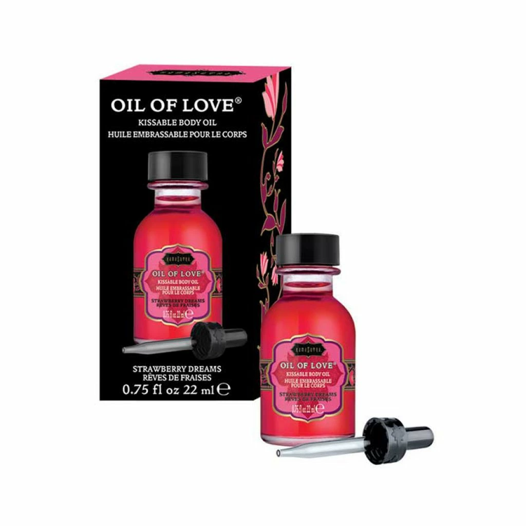 KamaSutra Oil of Love Strawberry Dreams šildantis aliejus vandens pagrindu, 22 ml