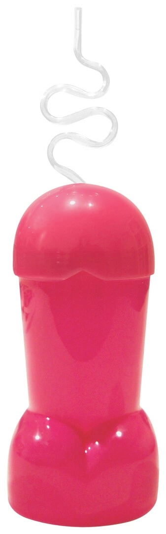 Kheper Games humoristinis vakarėlio puodelis su dangteliu ir šiaudeliu, rožinis, 600 ml