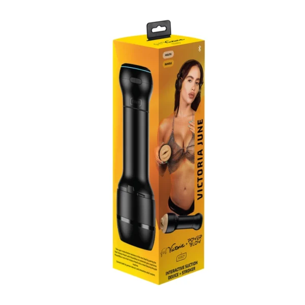 Kiiroo PowerBlow ir Feel Victoria June interaktyvus rinkinys su burnos formos įdėklu