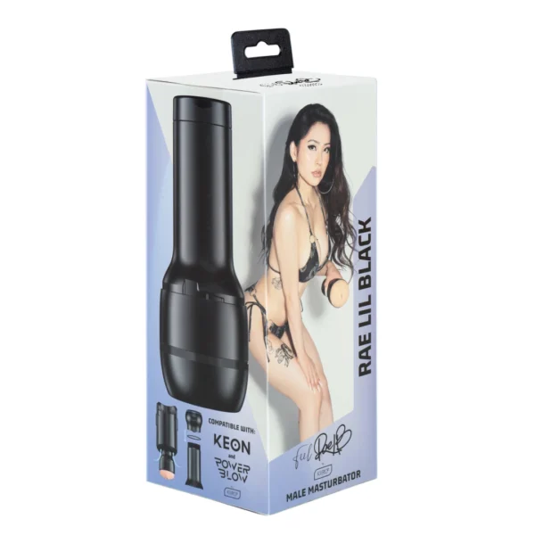 Kiiroo Feel Rae Lil Black masturbatorius, tinka Keon ir PowerBlow, 22,3 cm