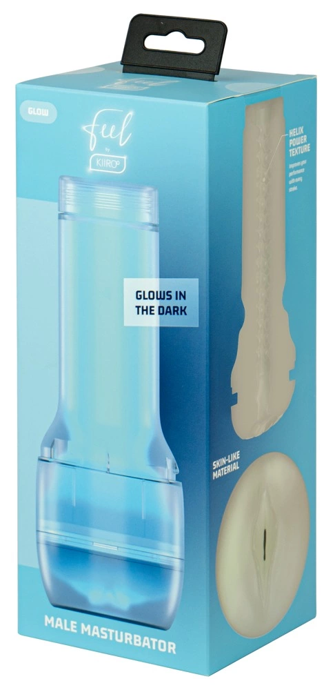 Kiiroo Feel Glow masturbatorius, švytintis tamsoje, skaidriai baltas, 22,3 cm