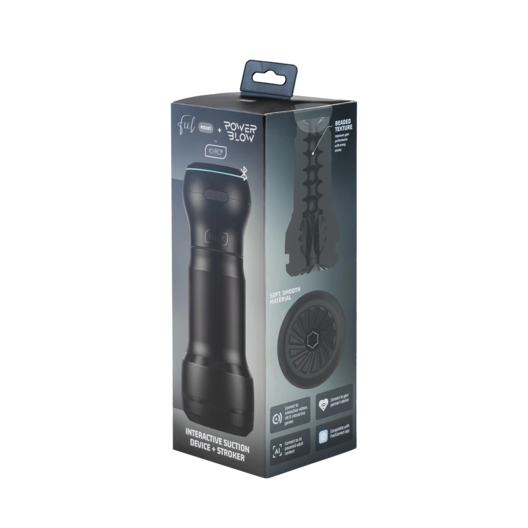 Kiiroo Feel PocketBlow ir PowerBlow Combo masturbatorius su siurbimo funkcija, juodas