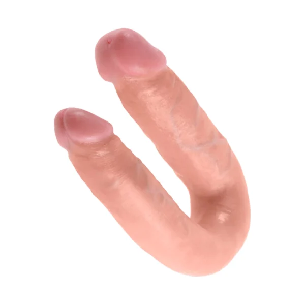 King Cock dvigubas U formos dildo, 13,9 cm, kūno spalvos