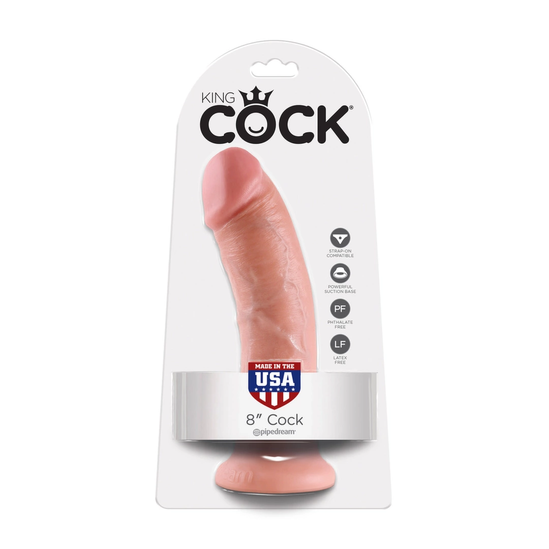 King Cock 8″ realistiškas dildo su siurbtuku, kūno spalvos, 20,3 cm