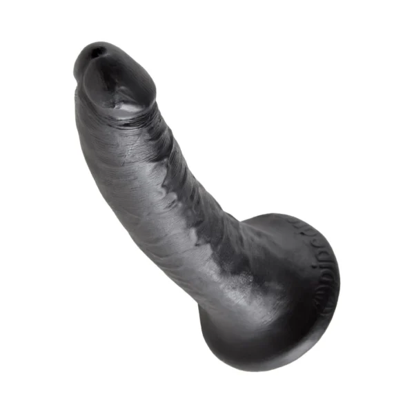 King Cock realistiškas dildo su siurbtuku, juodas, 17,8 cm