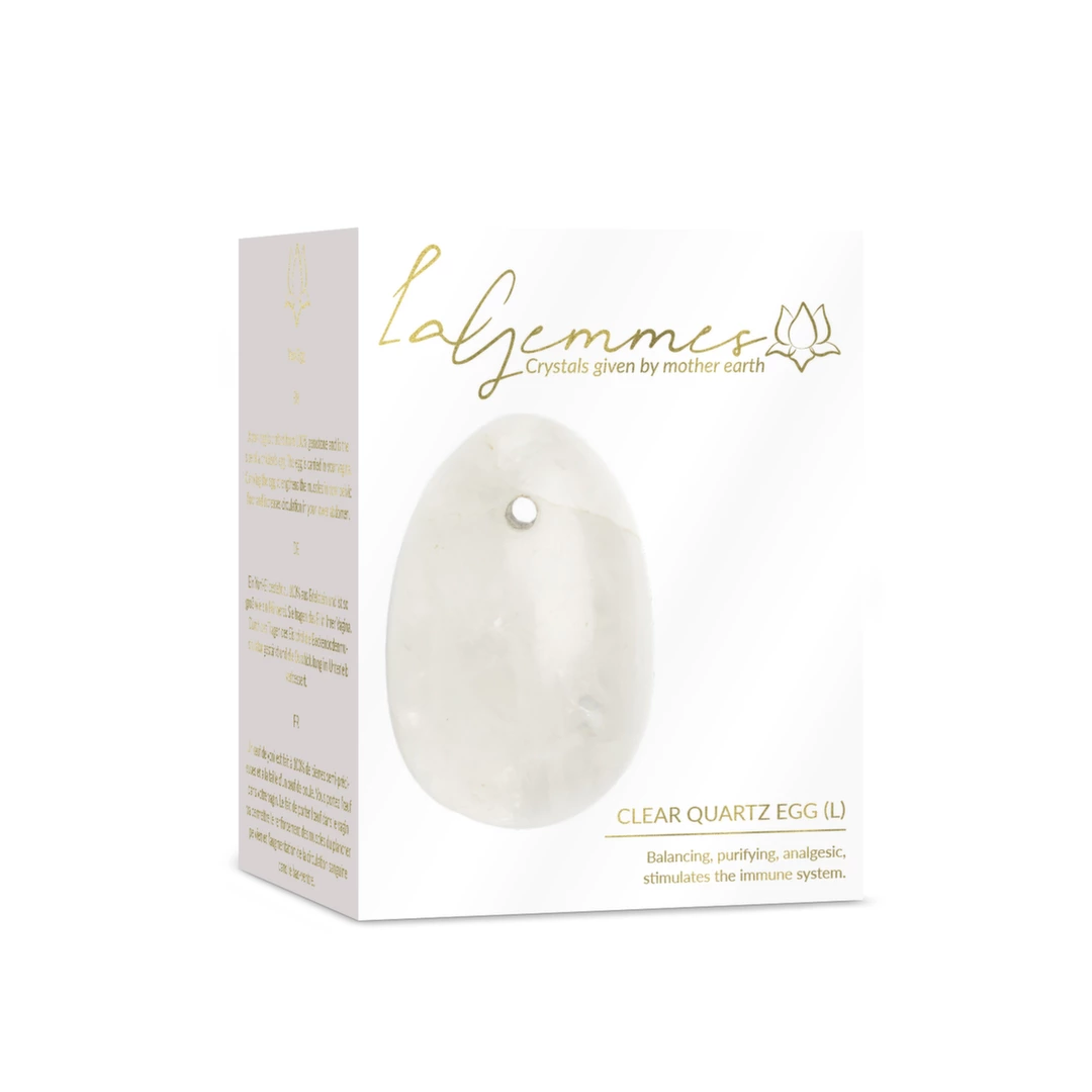 La Gemmes Yoni Egg Clear Quartz akmuo Kėgelio pratimams, L dydis