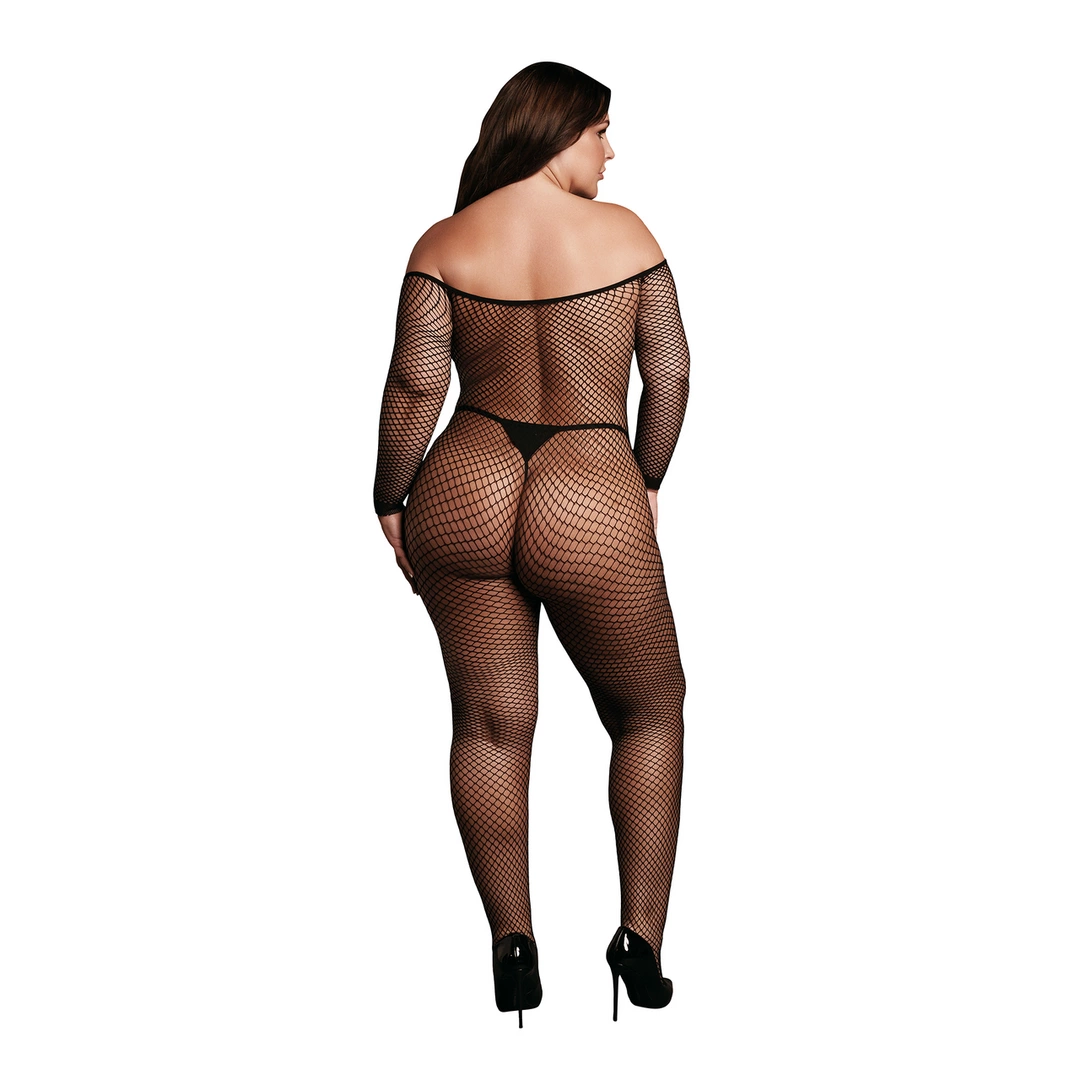 Le Désir by Shots tinklinis bodistokingas su atviru tarpkojiu, ilgomis rankovėmis, XL-4XL