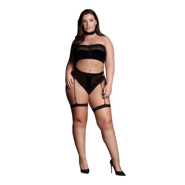 Le Désir by Shots Ananke Plus Size 3 dalių komplektas, juodas, XL-XXXXL