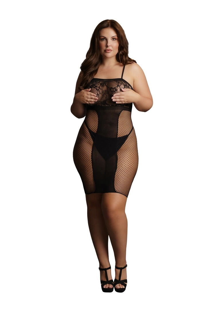 Le Désir by Shots tinklinė suknelė iki kelių su juosmens juosta, Plus Size, juoda