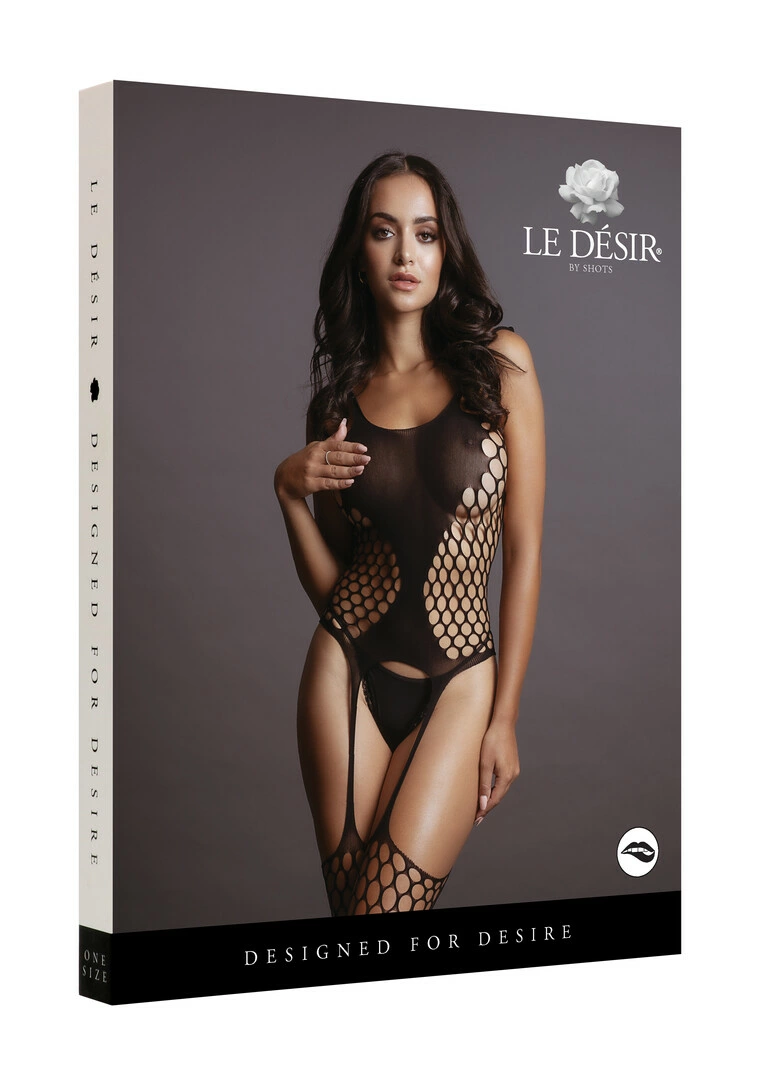 Le Désir by Shots tinklinis viso kūno bodis su dideliu raštu, juodas, S-XL