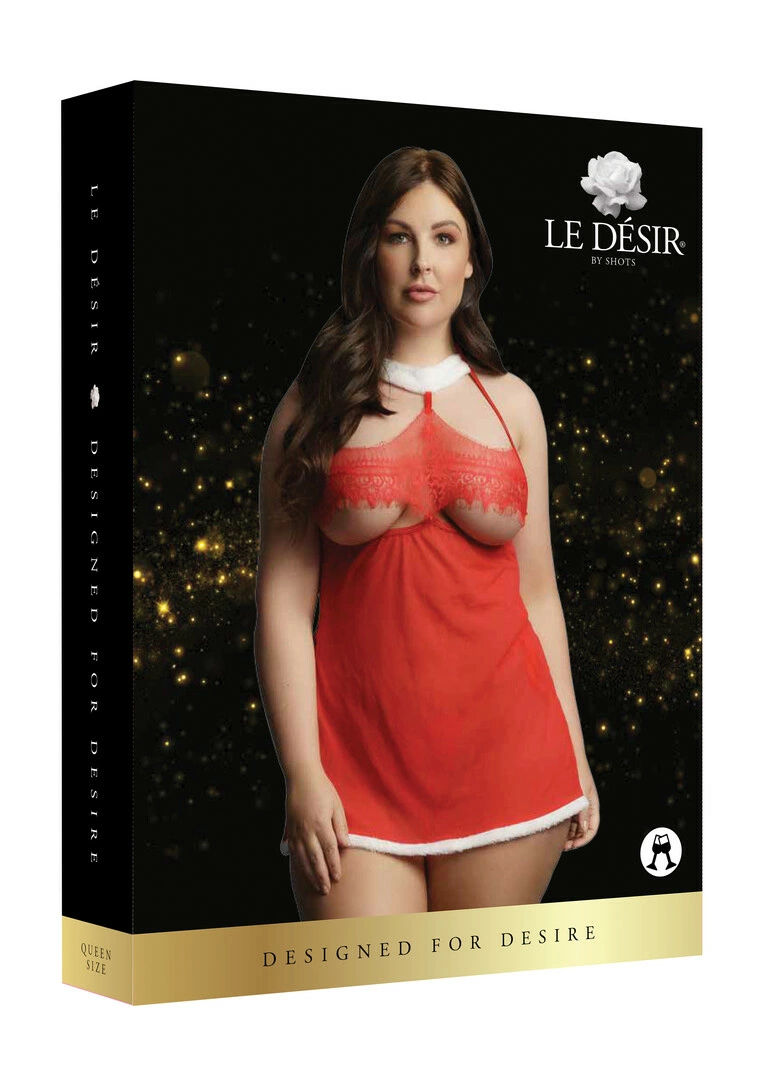 Le Désir by Shots Merry Plus Size naktinukų komplektas su raišteliu, raudonas, 1X-3XL
