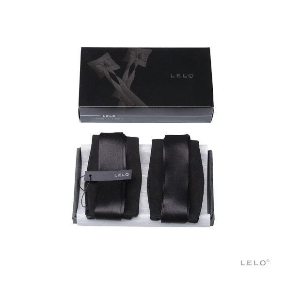 LELO Etherea Silk Cuffs šilkiniai antrankiai, 150 cm, juodi