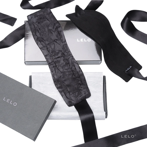 LELO Etherea Silk Cuffs šilkiniai antrankiai, 150 cm, juodi