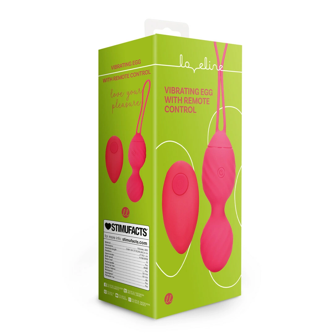 Loveline by Shots vibruojantis kiaušinėlis su nuotolinio valdymo pulteliu, Strawberry Red