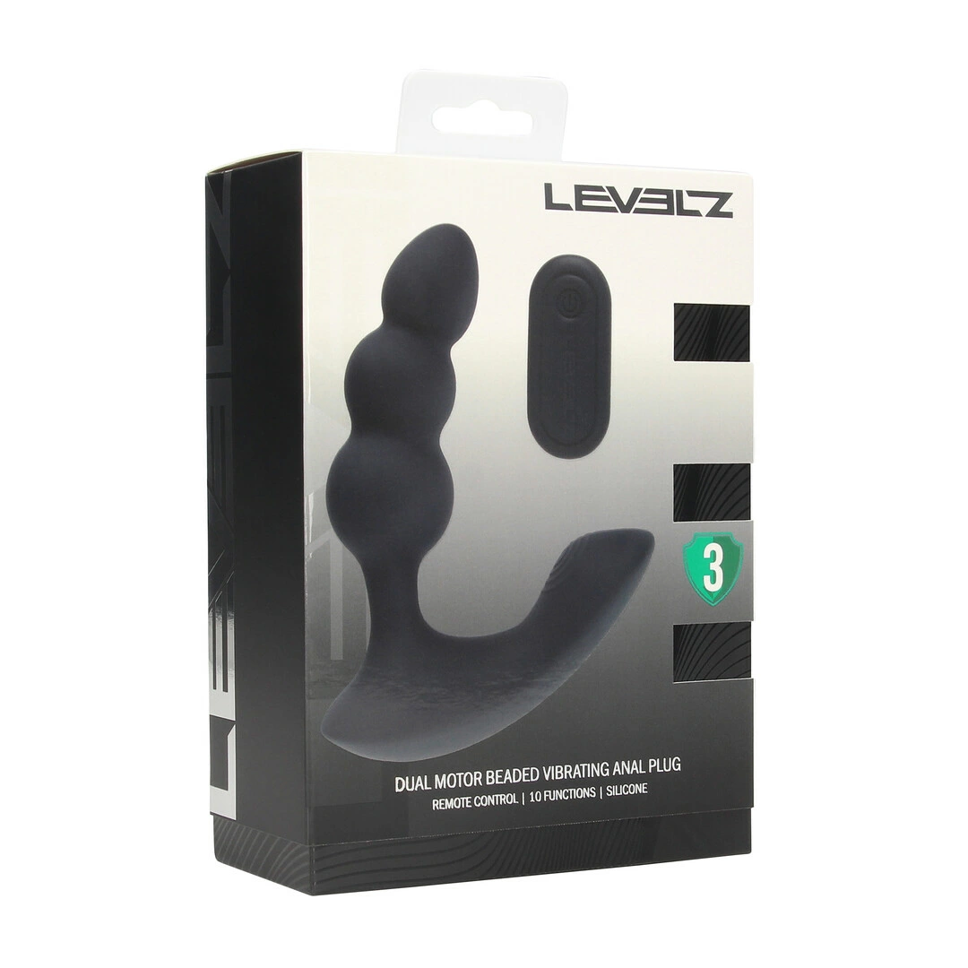 Levelz by Shots Dual Motor prostatos stimuliatorius su pulteliu, juodas