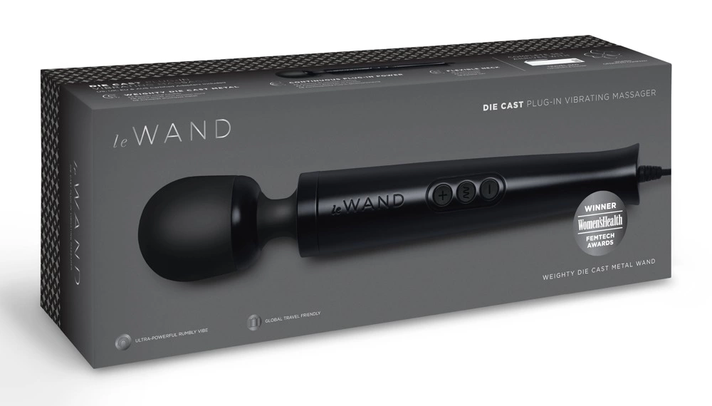 le Wand Diecast Plug-In wand masažuoklis su maitinimu iš tinklo, juodas
