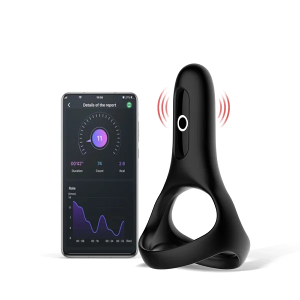 Magic Motion Rise vibruojantis varpos žiedas, valdomas programėle, juodas