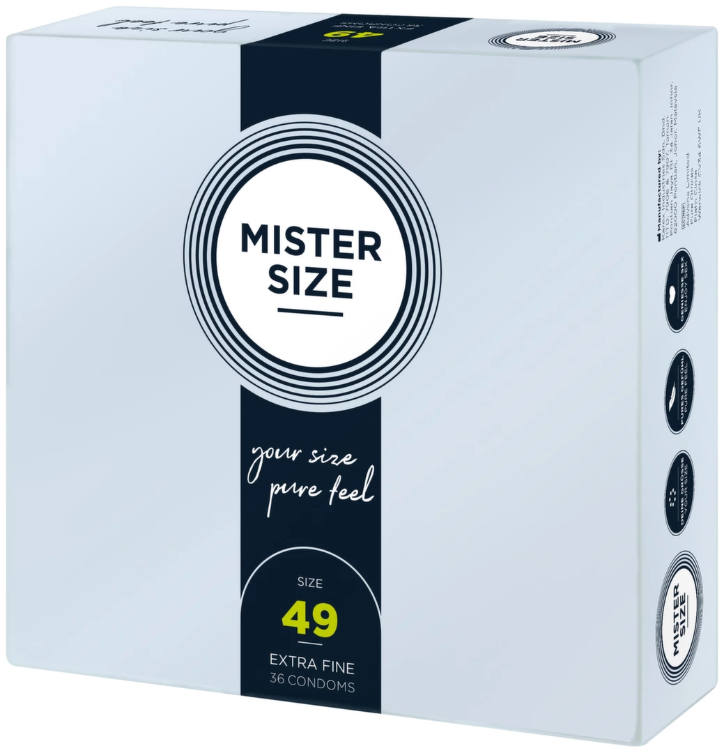 Mister Size 49 mm prezervatyvai iš natūralaus latekso, 36 vnt.