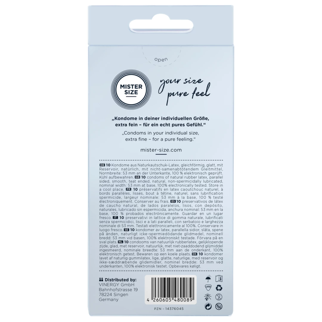 Mister Size 53 mm pritaikyto dydžio prezervatyvai, 10 vnt.