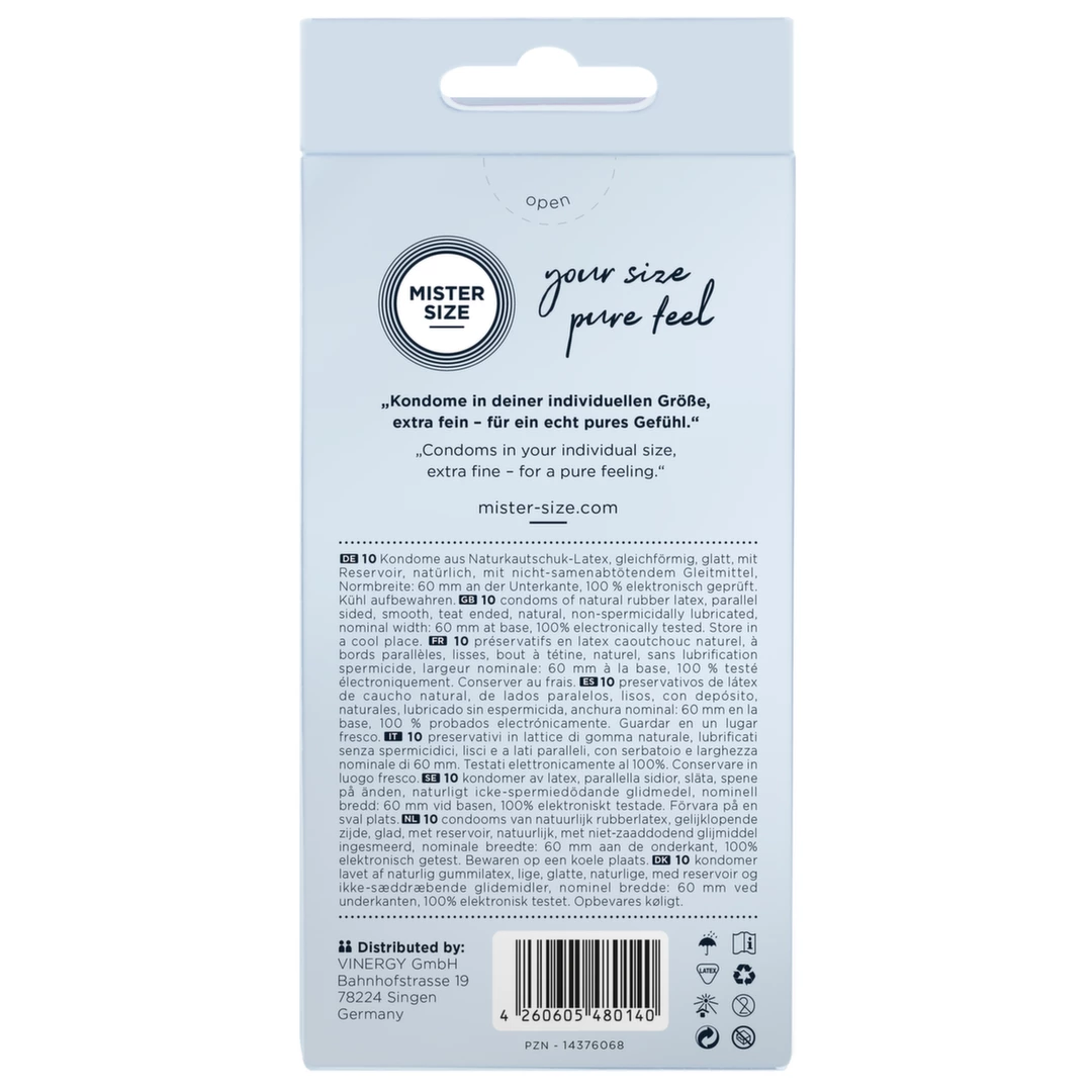 Mister Size 60 mm pritaikyto dydžio prezervatyvai, 10 vnt.