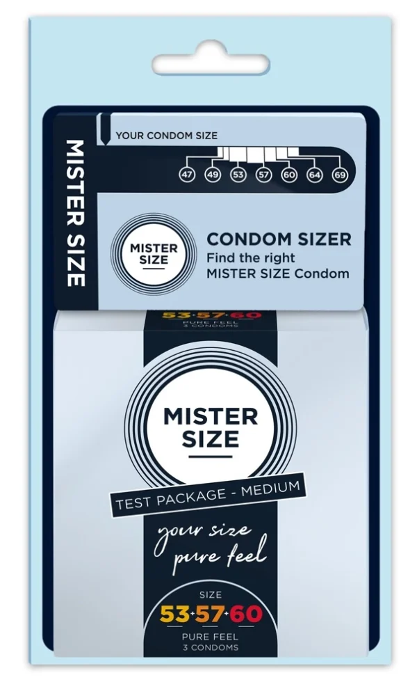 Mister Size bandomasis lateksinių prezervatyvų rinkinys, 53, 57 ir 60 mm, 3 vnt.