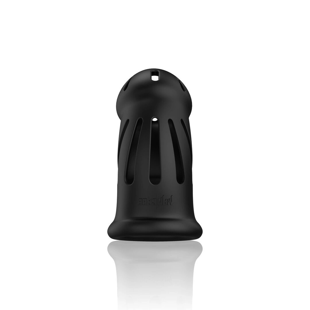 ManCage by Shots minkštas silikoninis skaistybės narvelis su užraktu, 11 cm, juodas