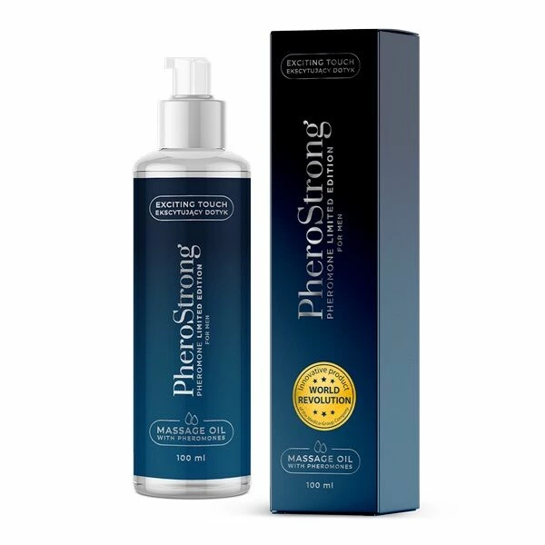 PheroStrong Limited Edition masažo aliejus vyrams su feromonais, 100 ml